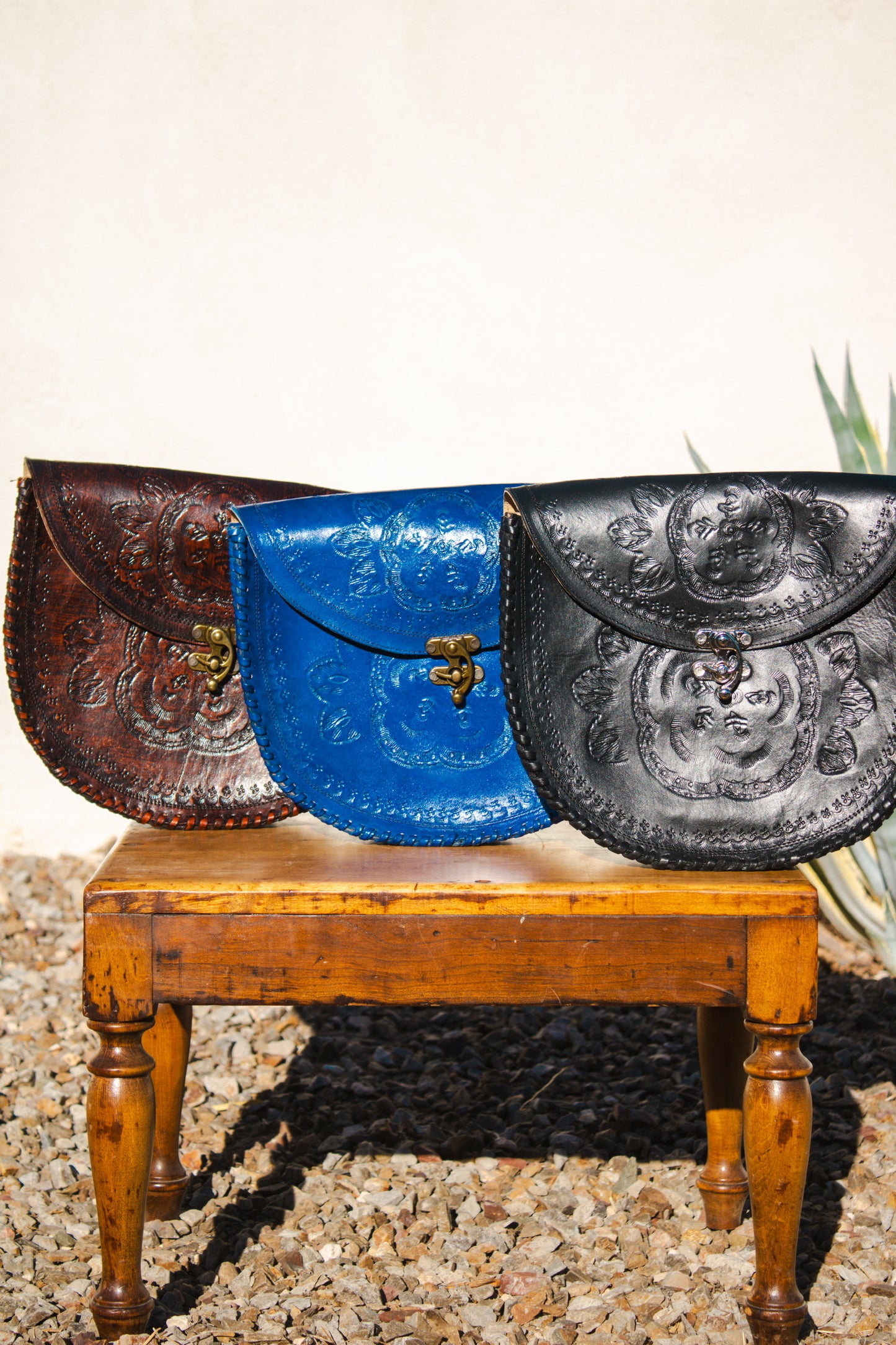 Blue Media Luna Leather Crossbody