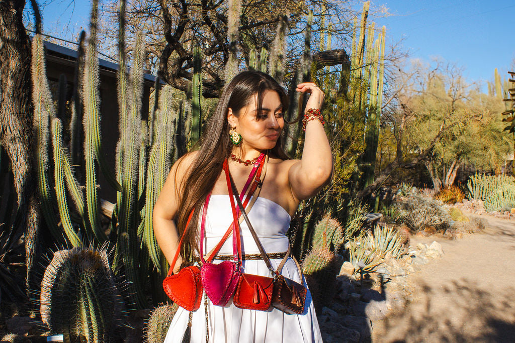 Red Heart Mini Moneybag Leather Crossbody