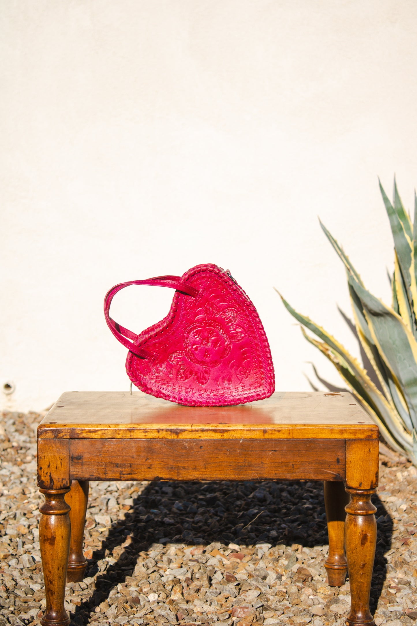 Pink Heart Leather Purse