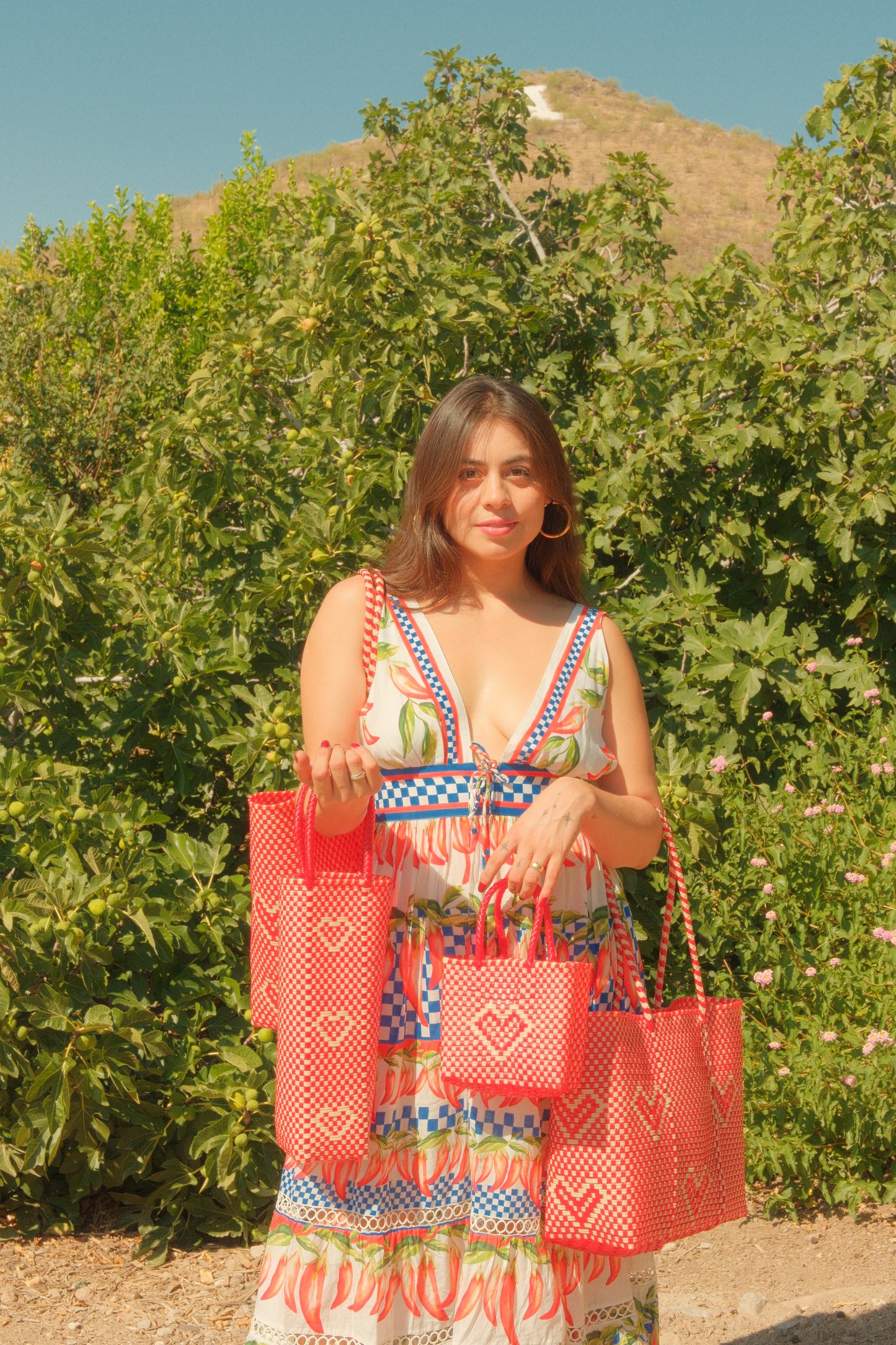 Hand-woven Heart Tote- Red