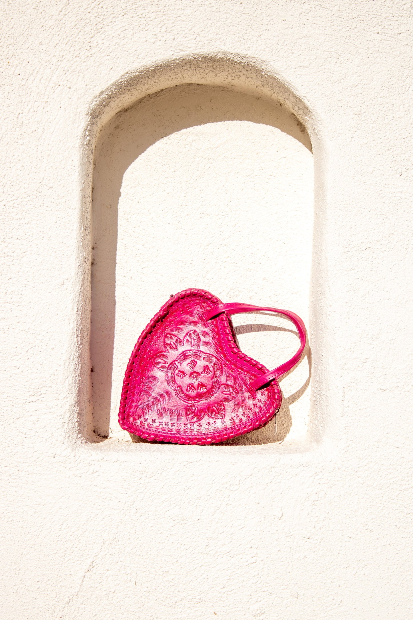 Pink Heart Leather Purse