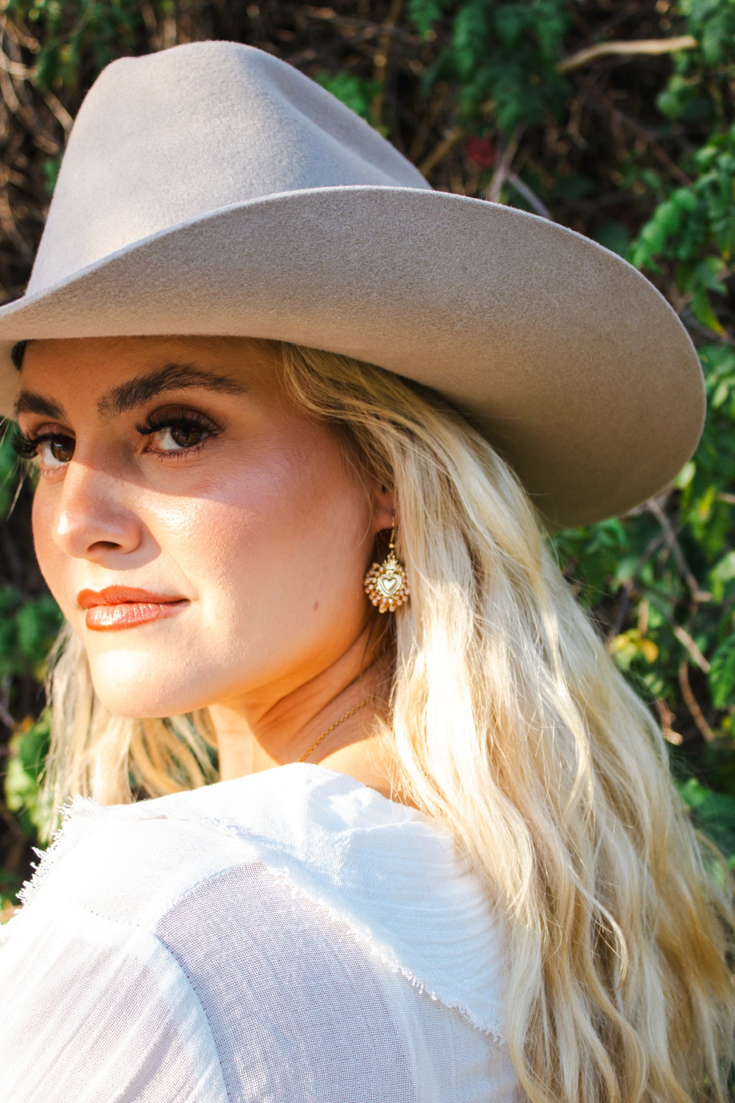 Small Beaded Heart - Earrings