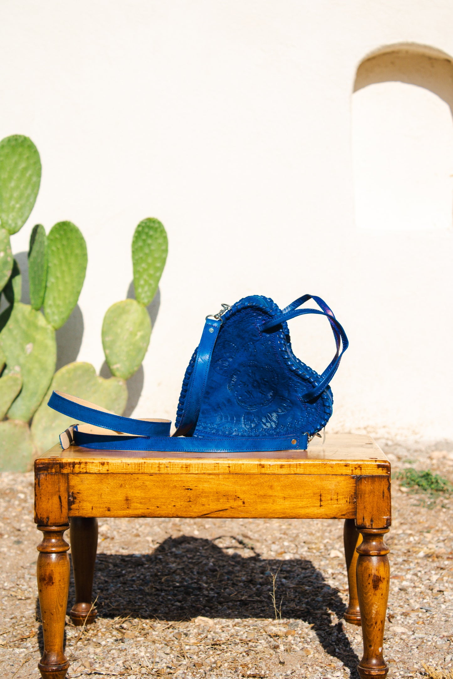 Blue Heart Leather Purse