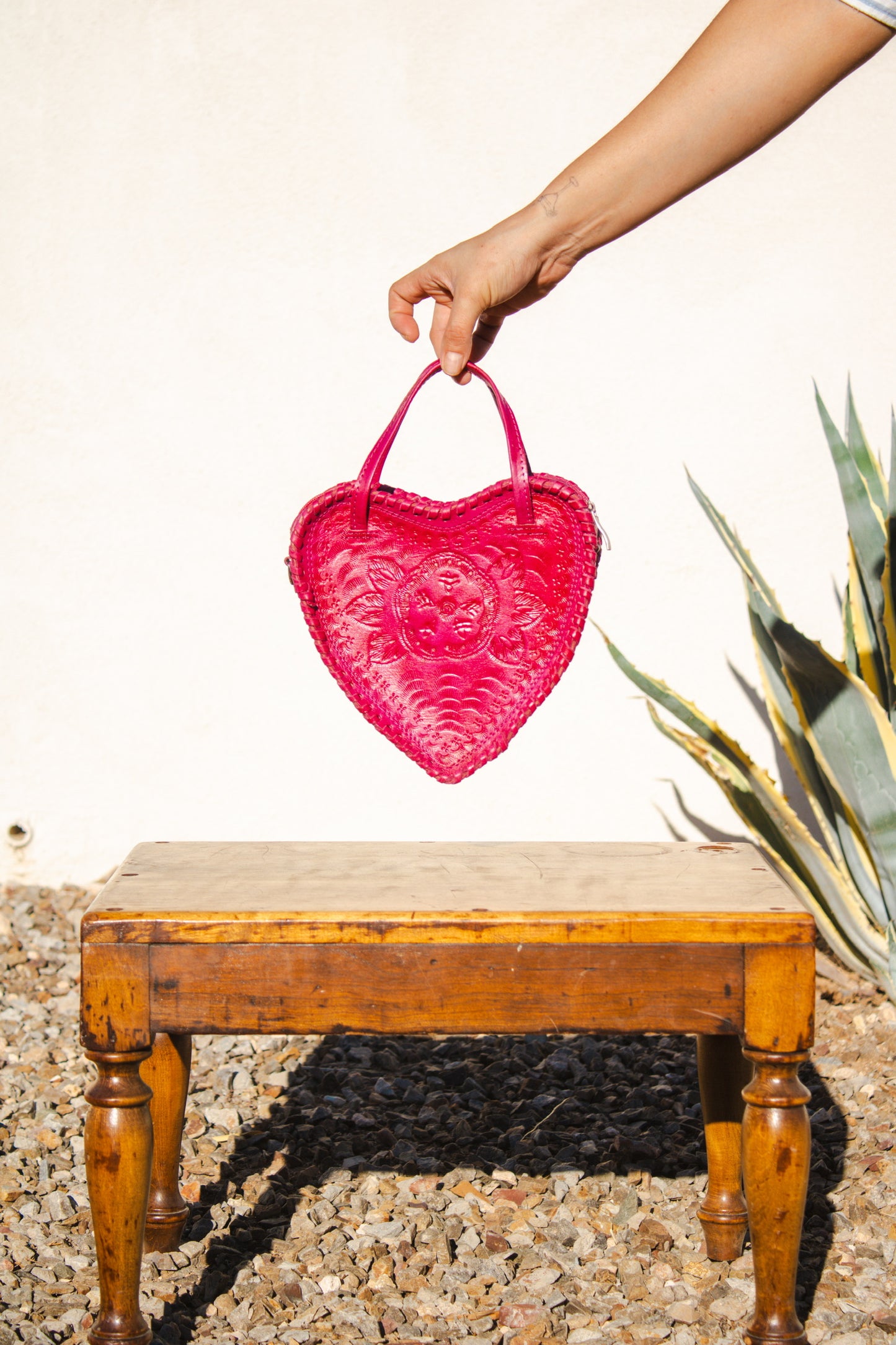 Pink Heart Leather Purse