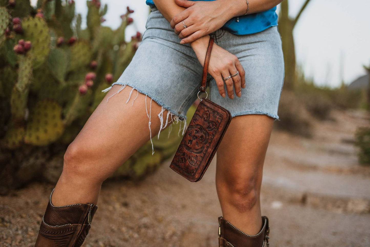 Large Adela Leather Wristlet