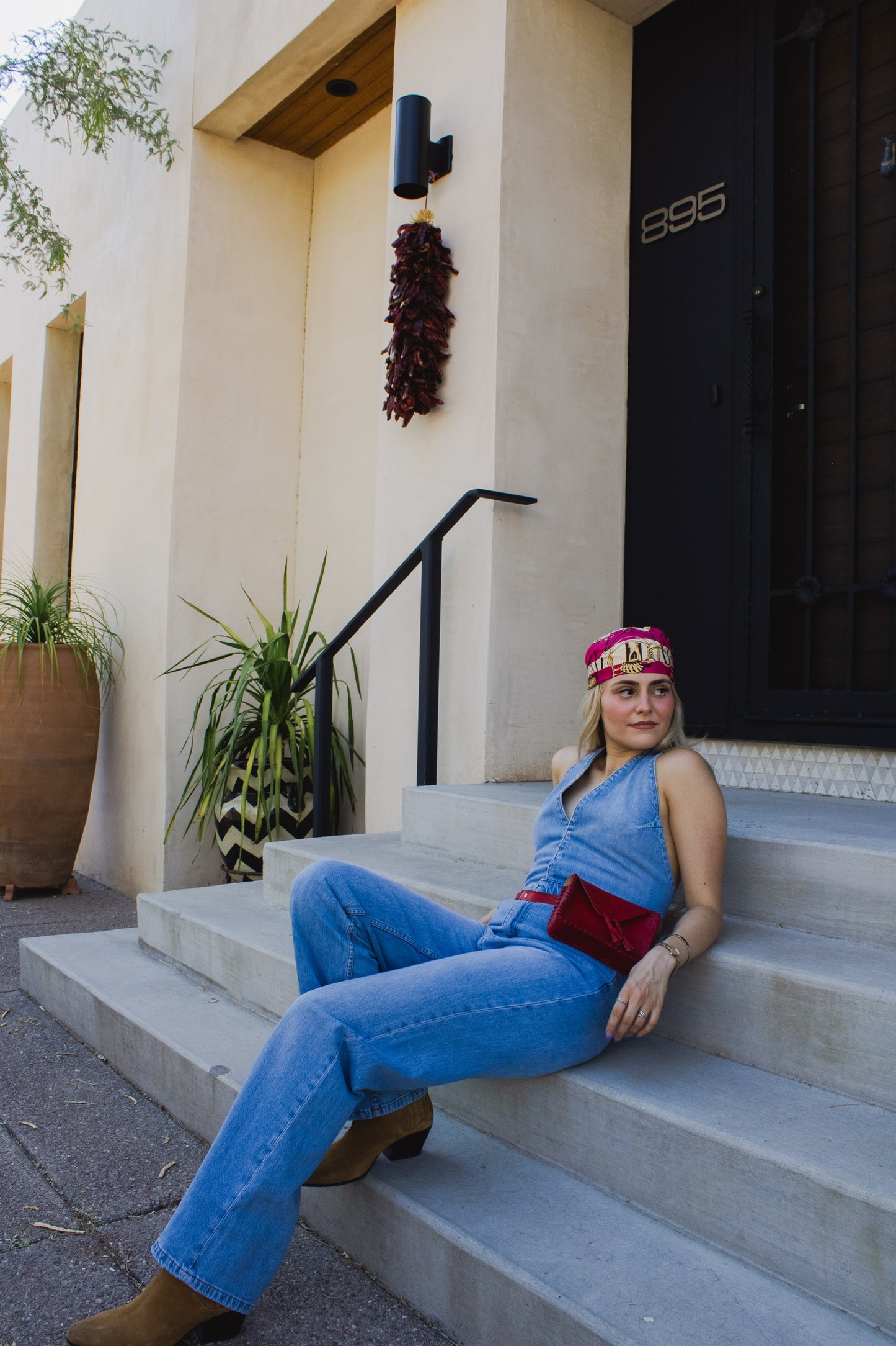 Red Mini Tassels Leather Belt Bag