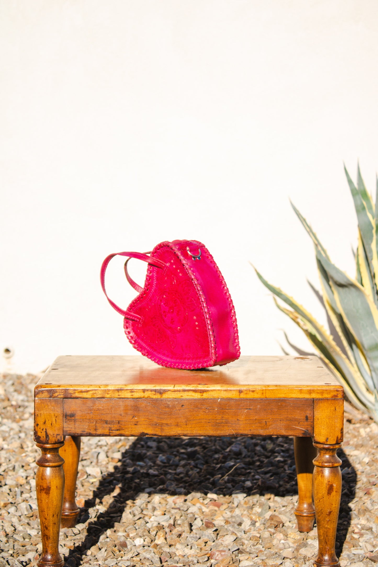 Pink Heart Leather Purse