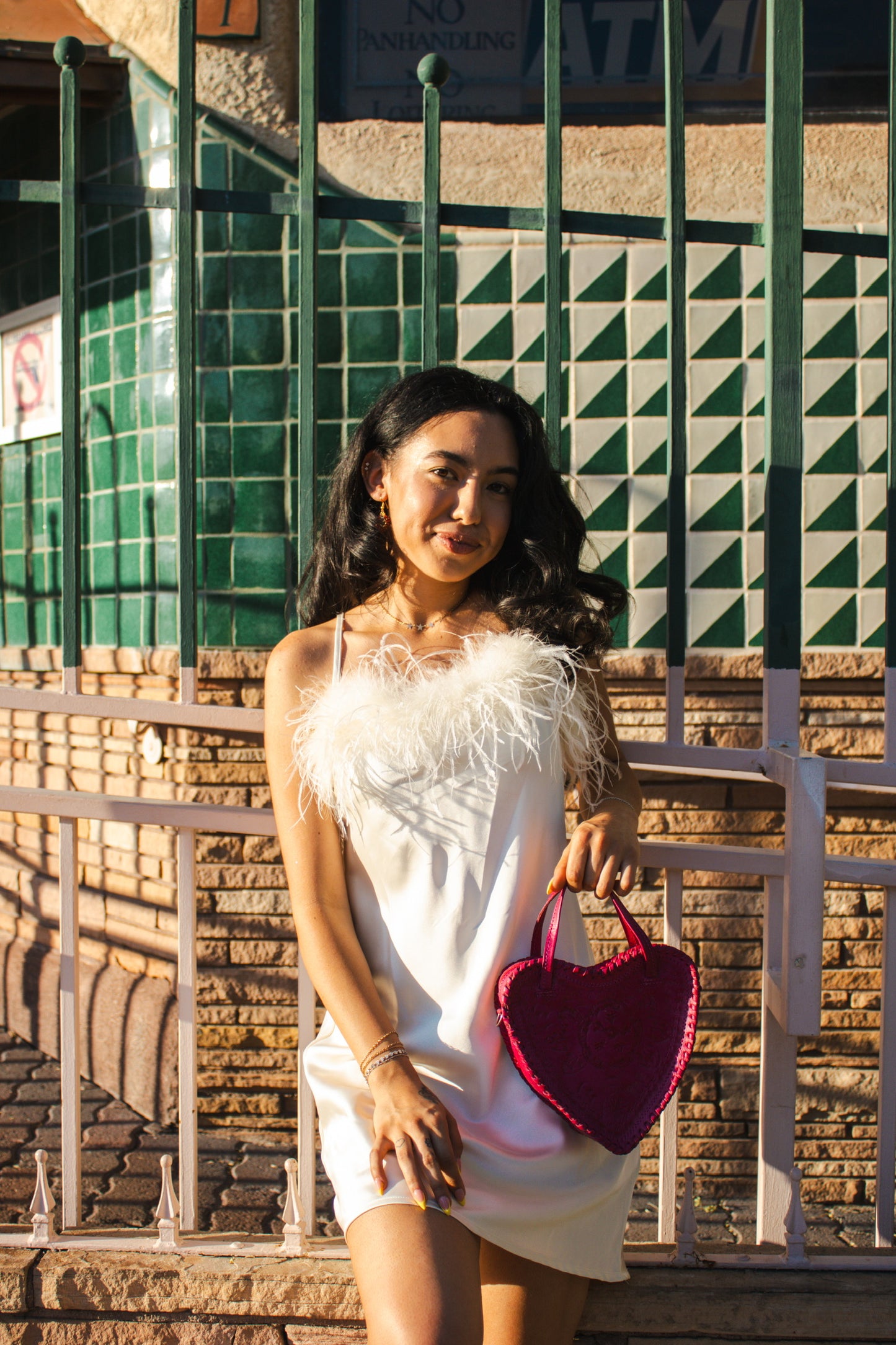 Pink Heart Leather Purse