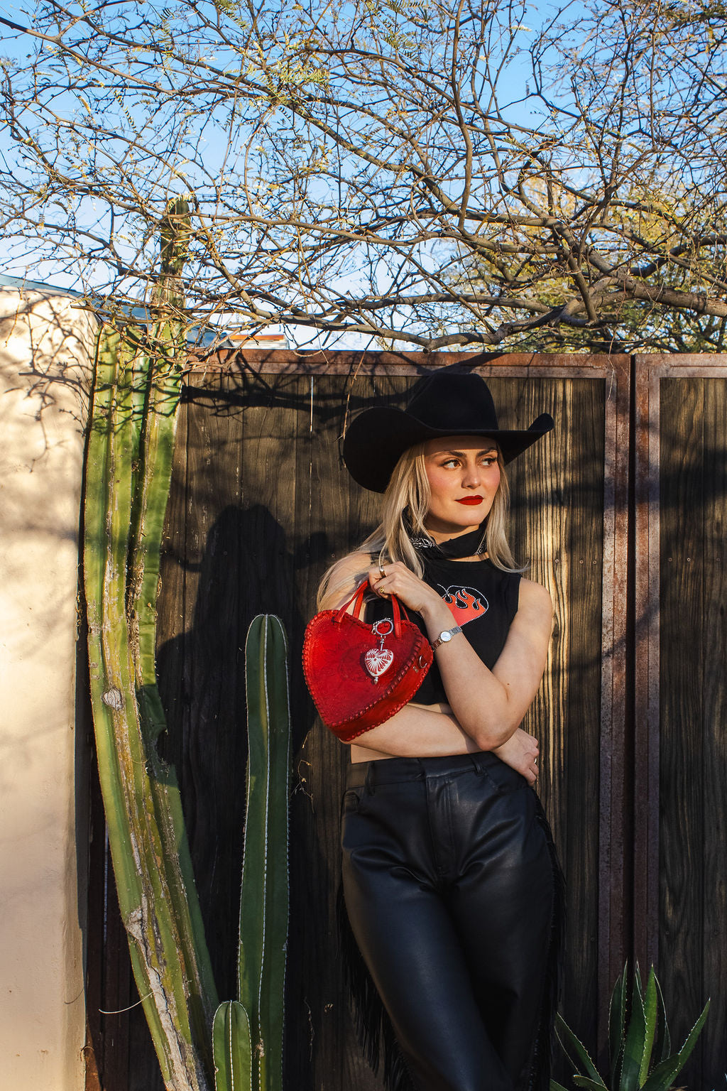 Red Heart Leather Purse