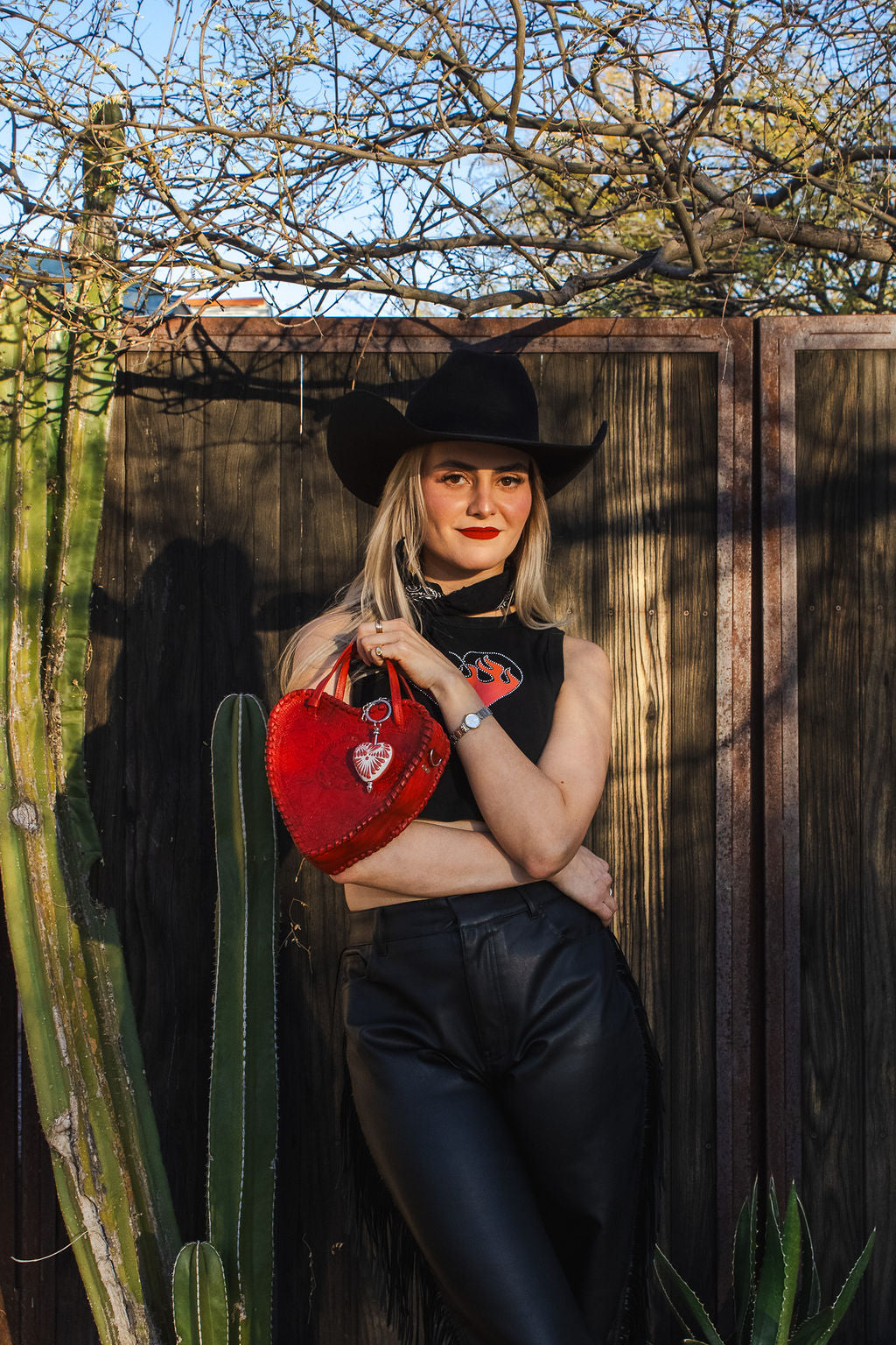Red Heart Leather Purse