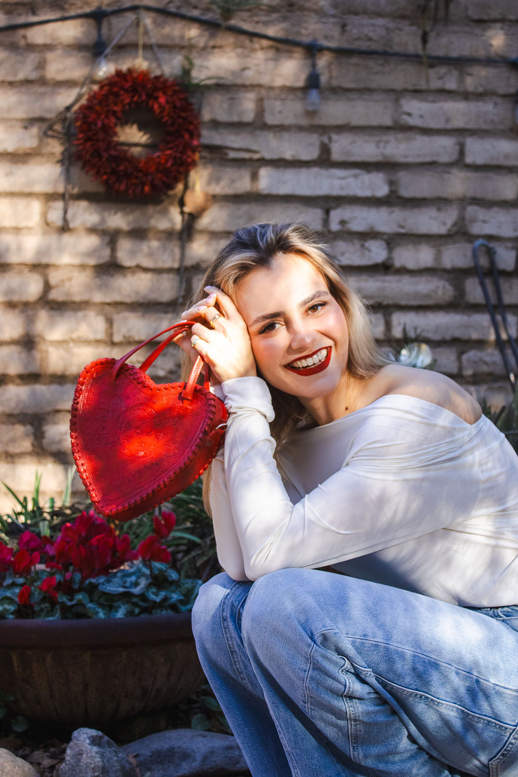 Red Heart Leather Purse