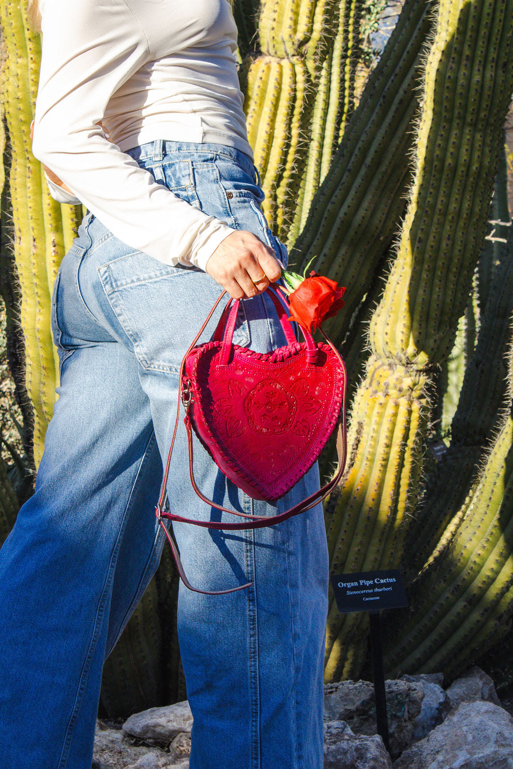 Adela Pink Heart Leather Purse