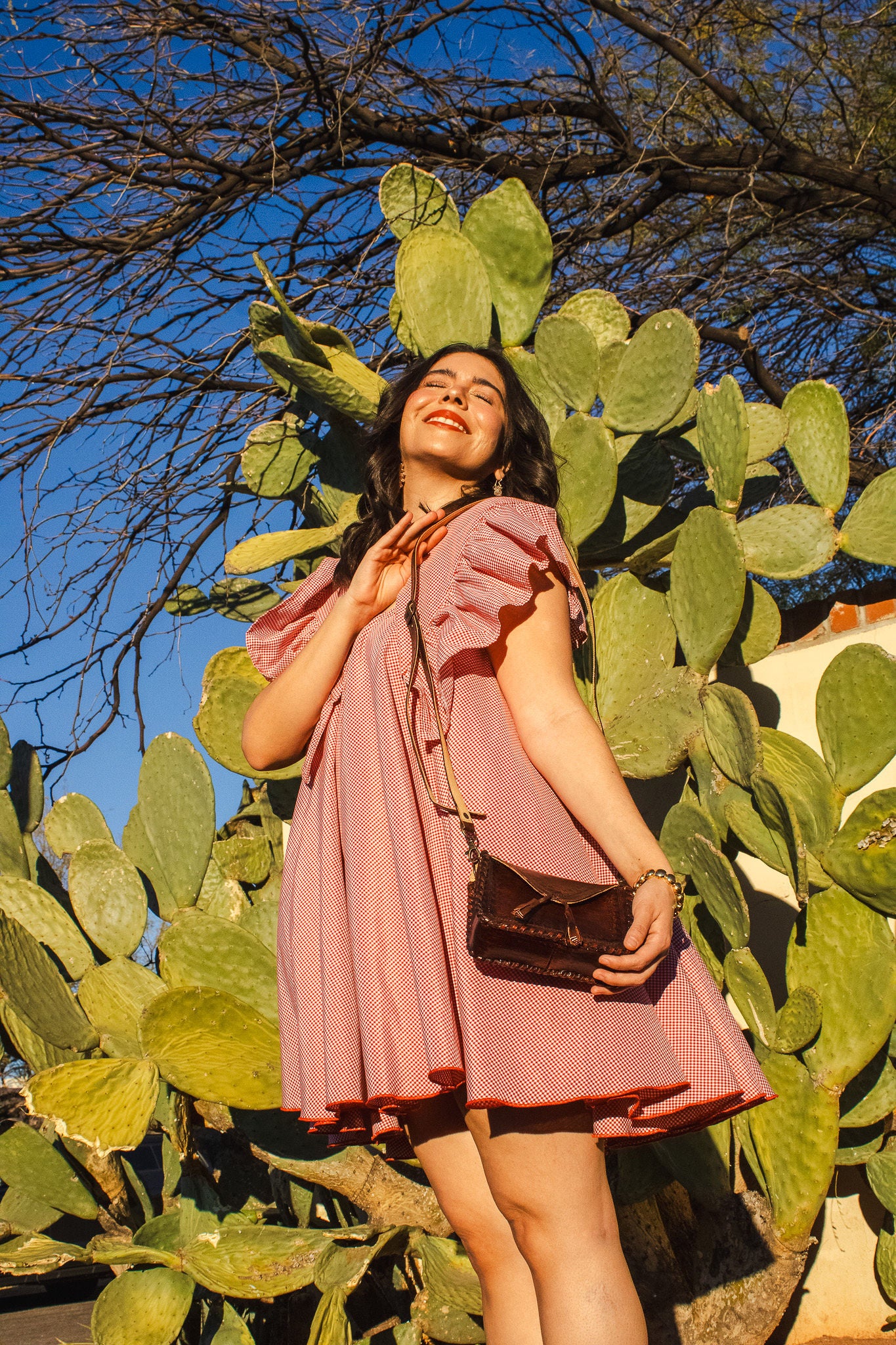 Red Tassels Envelope Leather Crossbody