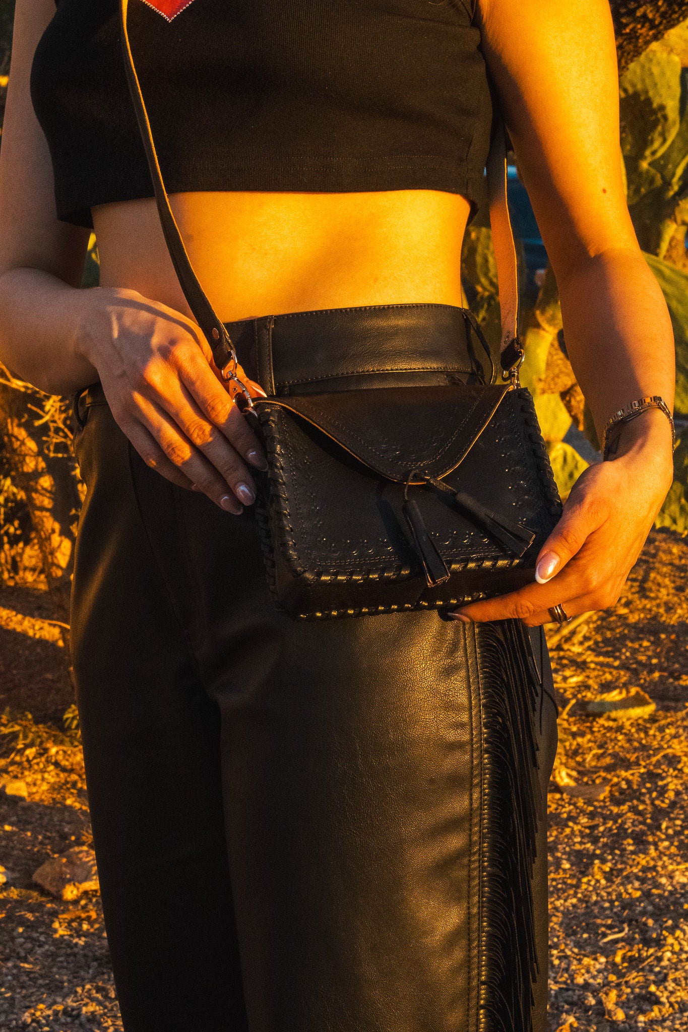 Brown Tassels Envelope Leather Crossbody