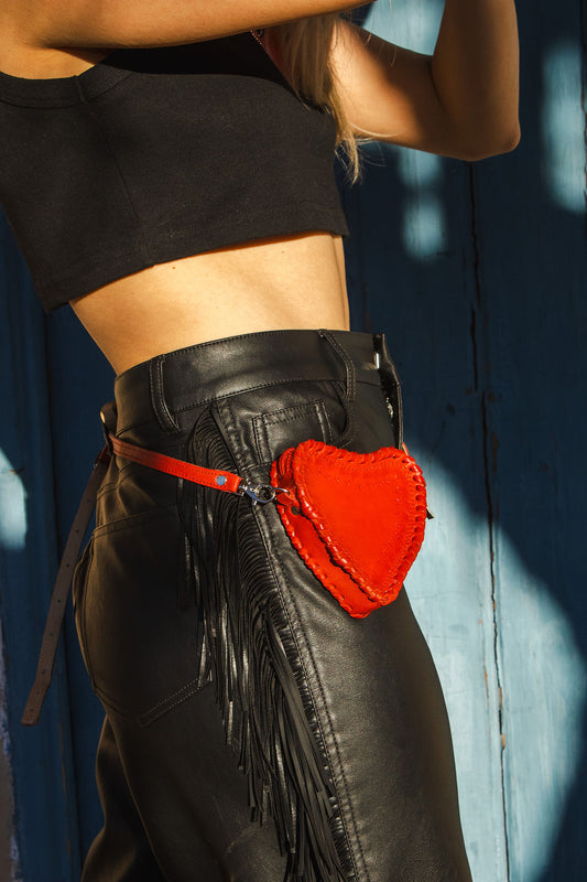 Red Heart -Mini Moneybag Leather Crossbody