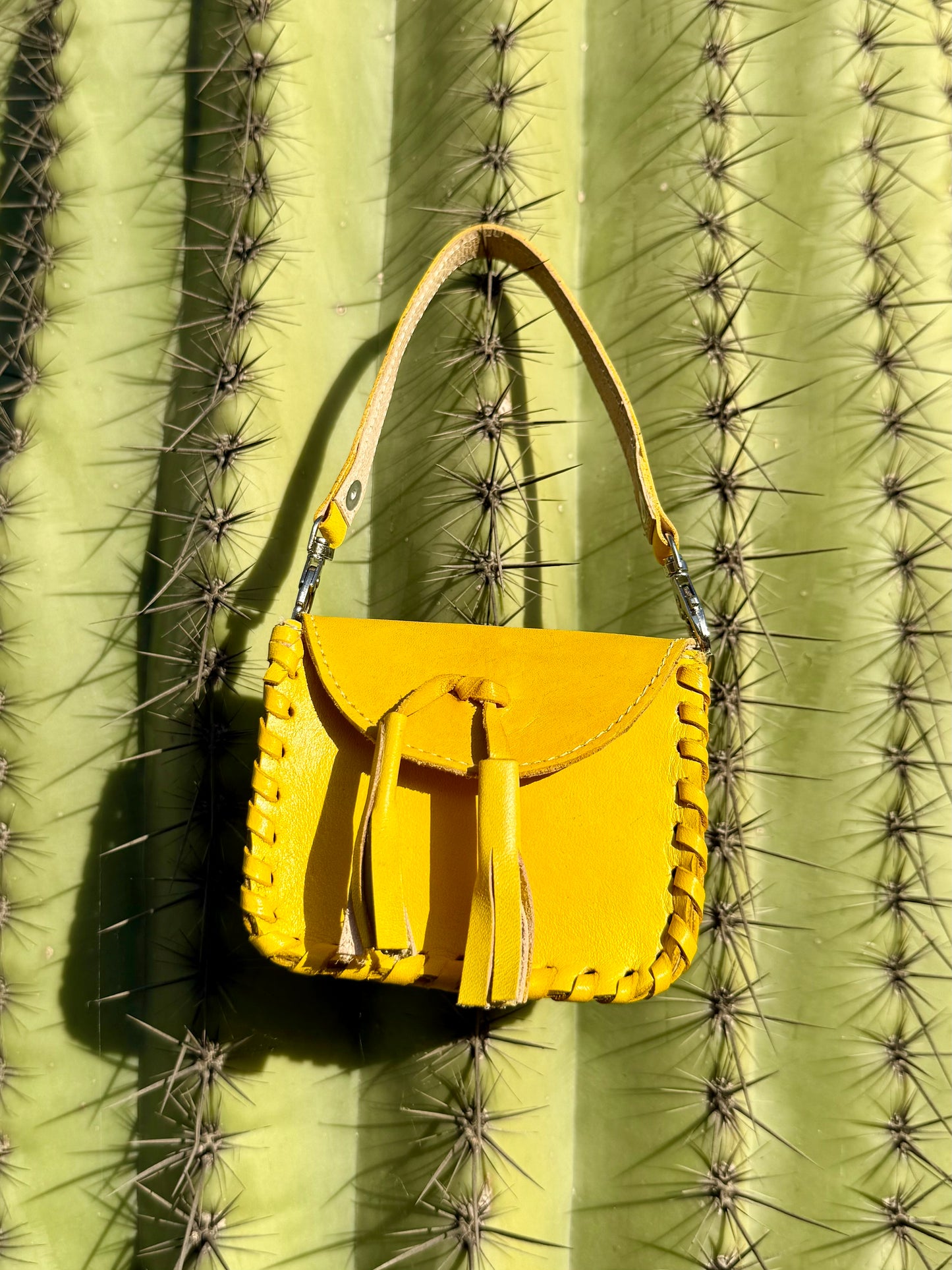 Yellow Tassels Mini Envelope Leather Crossbody