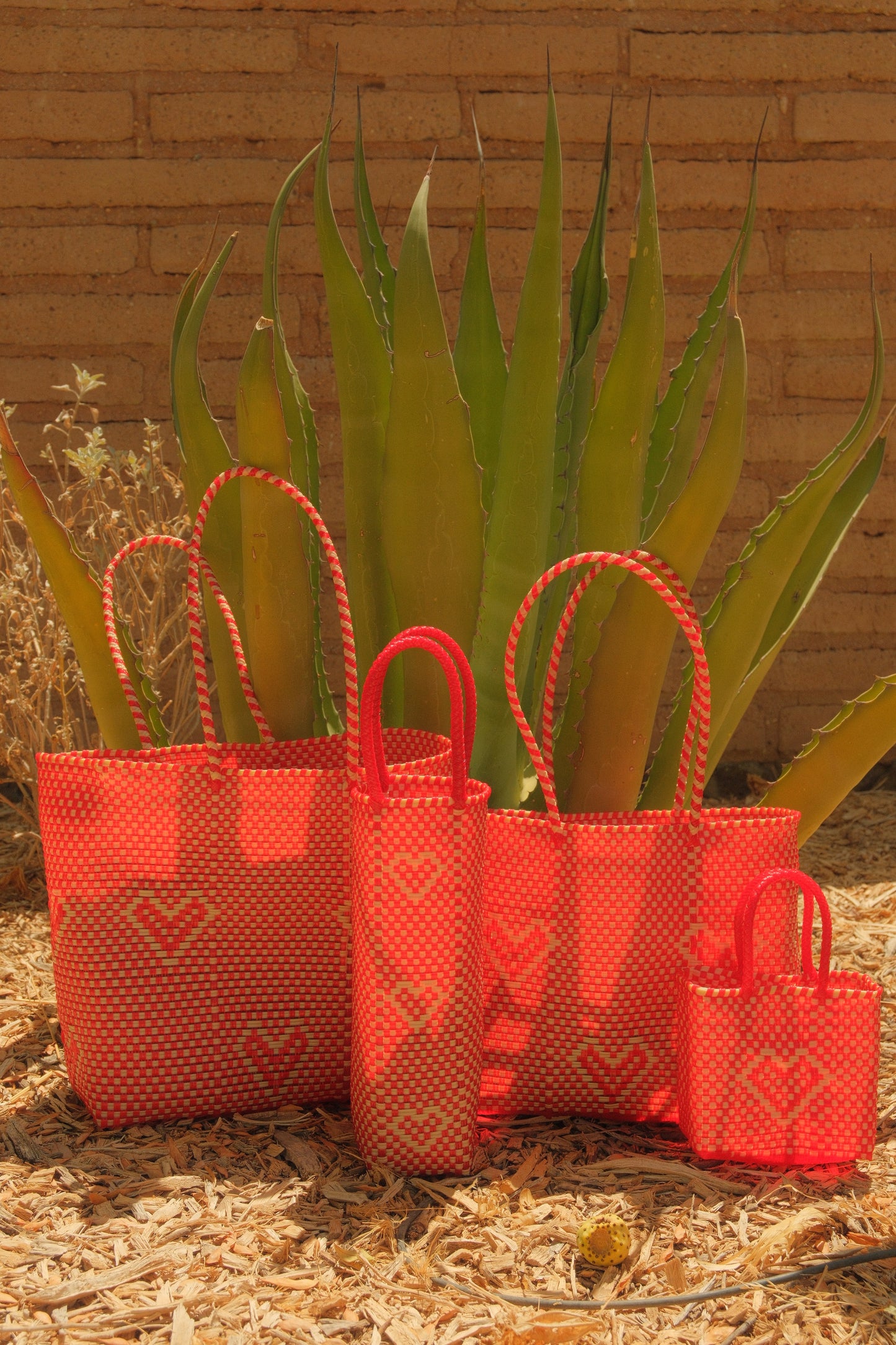 Hand-woven Heart Tote- Red