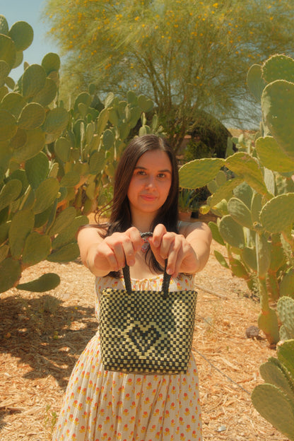 Mini Hand-woven Heart Tote