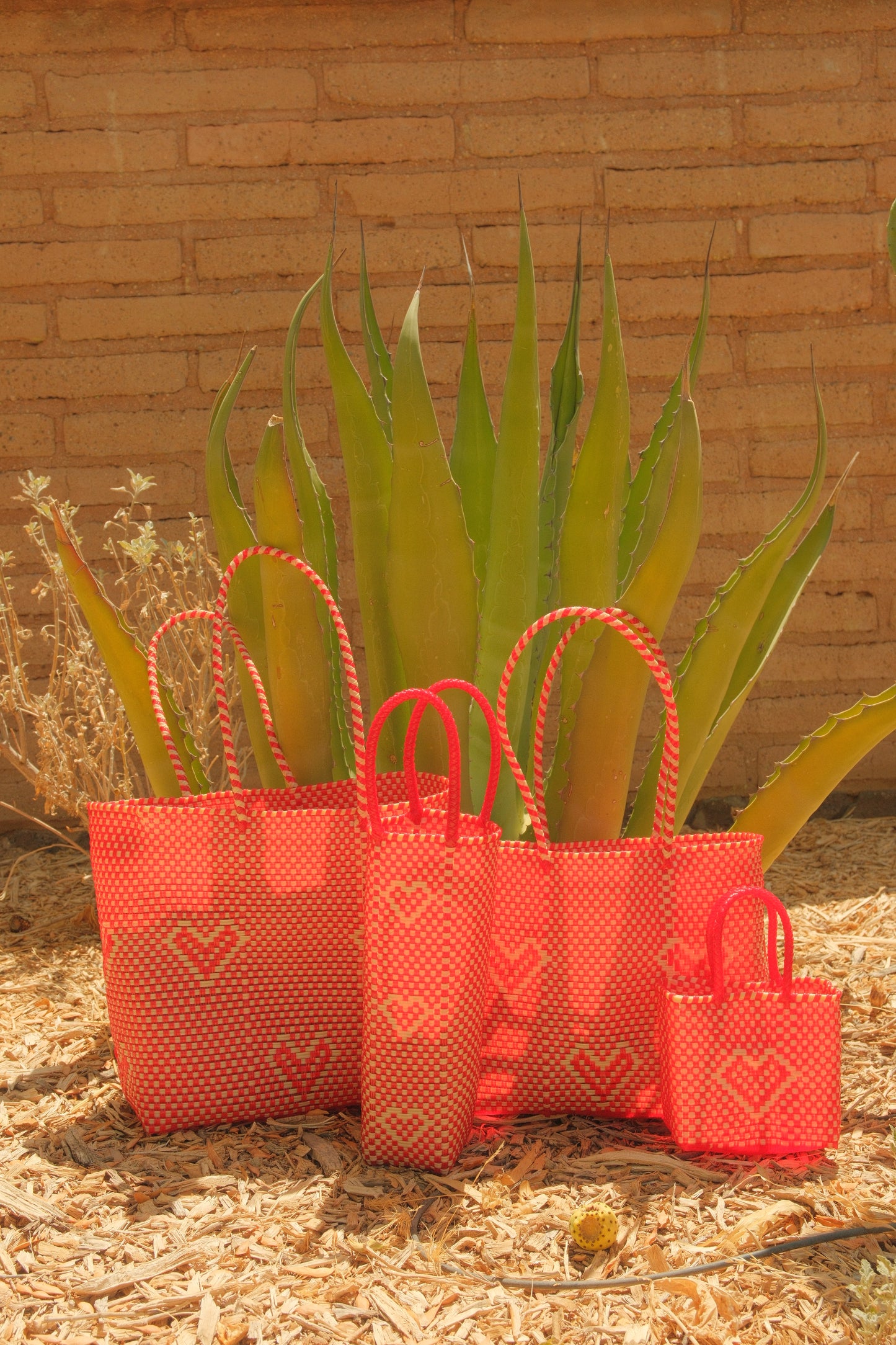 Hand-woven Heart Tote- Red