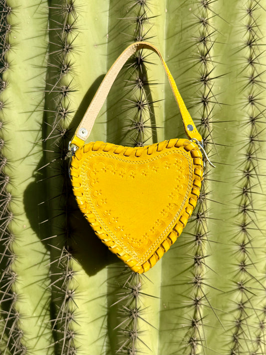Yellow Heart Mini Moneybag Leather Crossbody