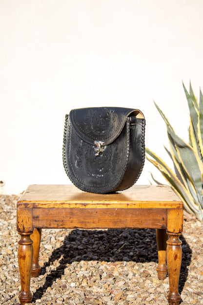 Negra Media Luna Leather Crossbody