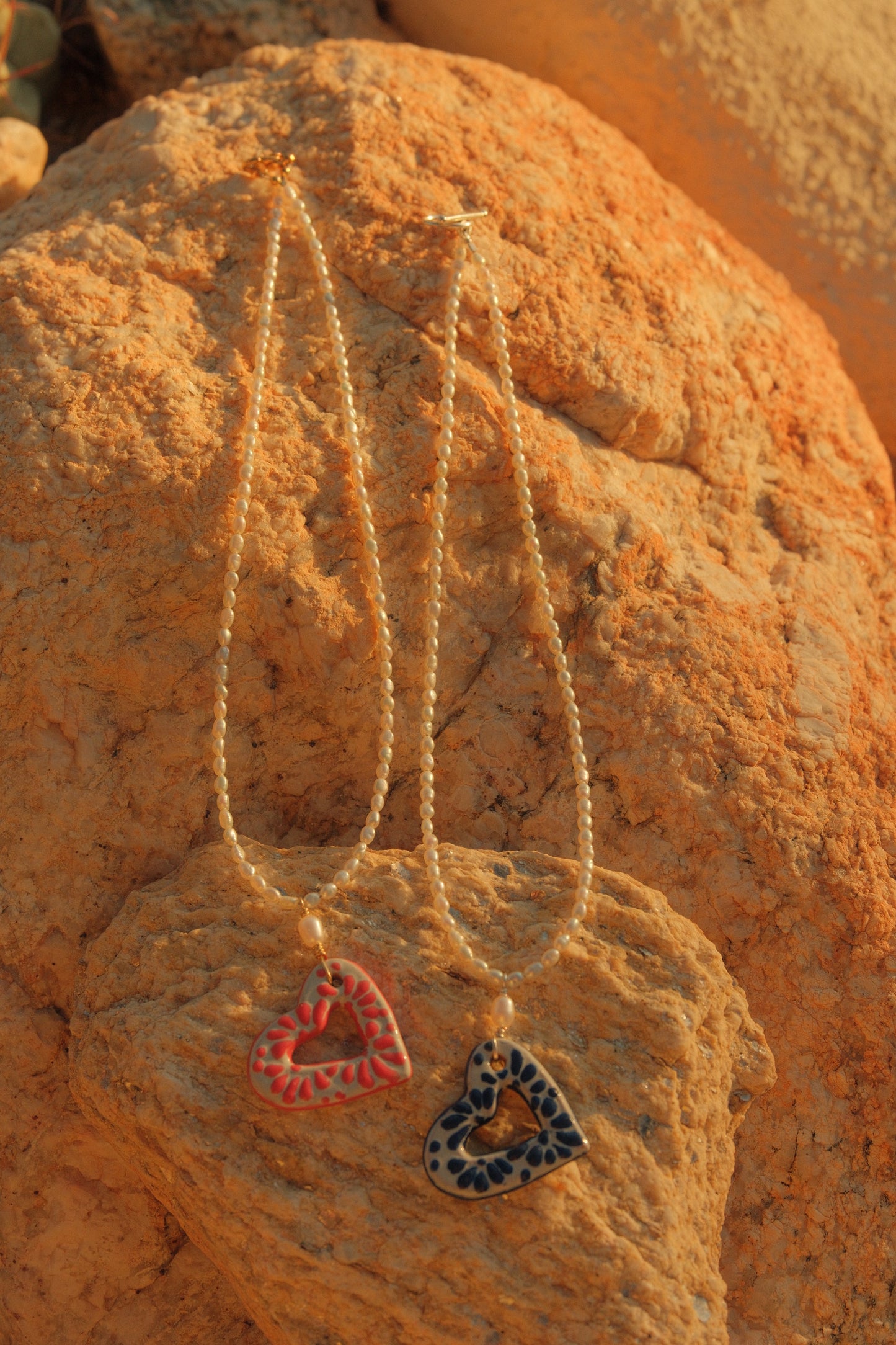 Talavera Heart with Pearl Necklace