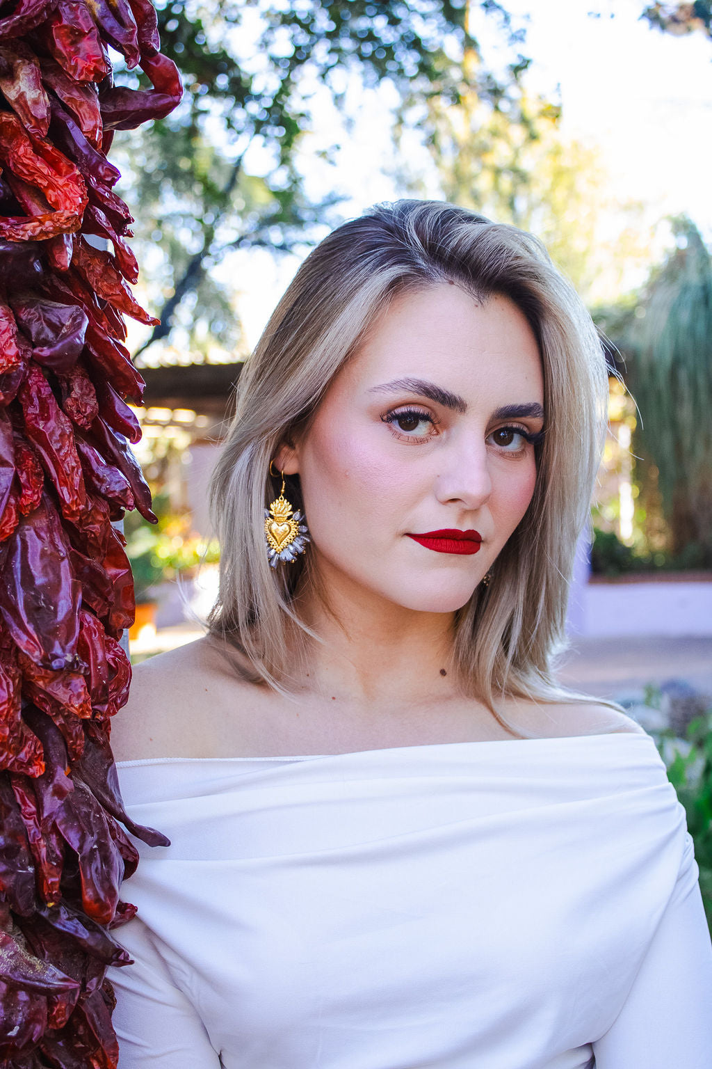 Heart Crystal Earrings - Silver And Gold