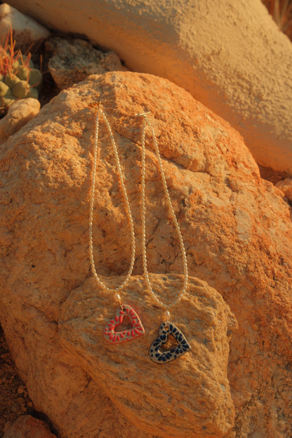 Talavera Heart with Pearl Necklace