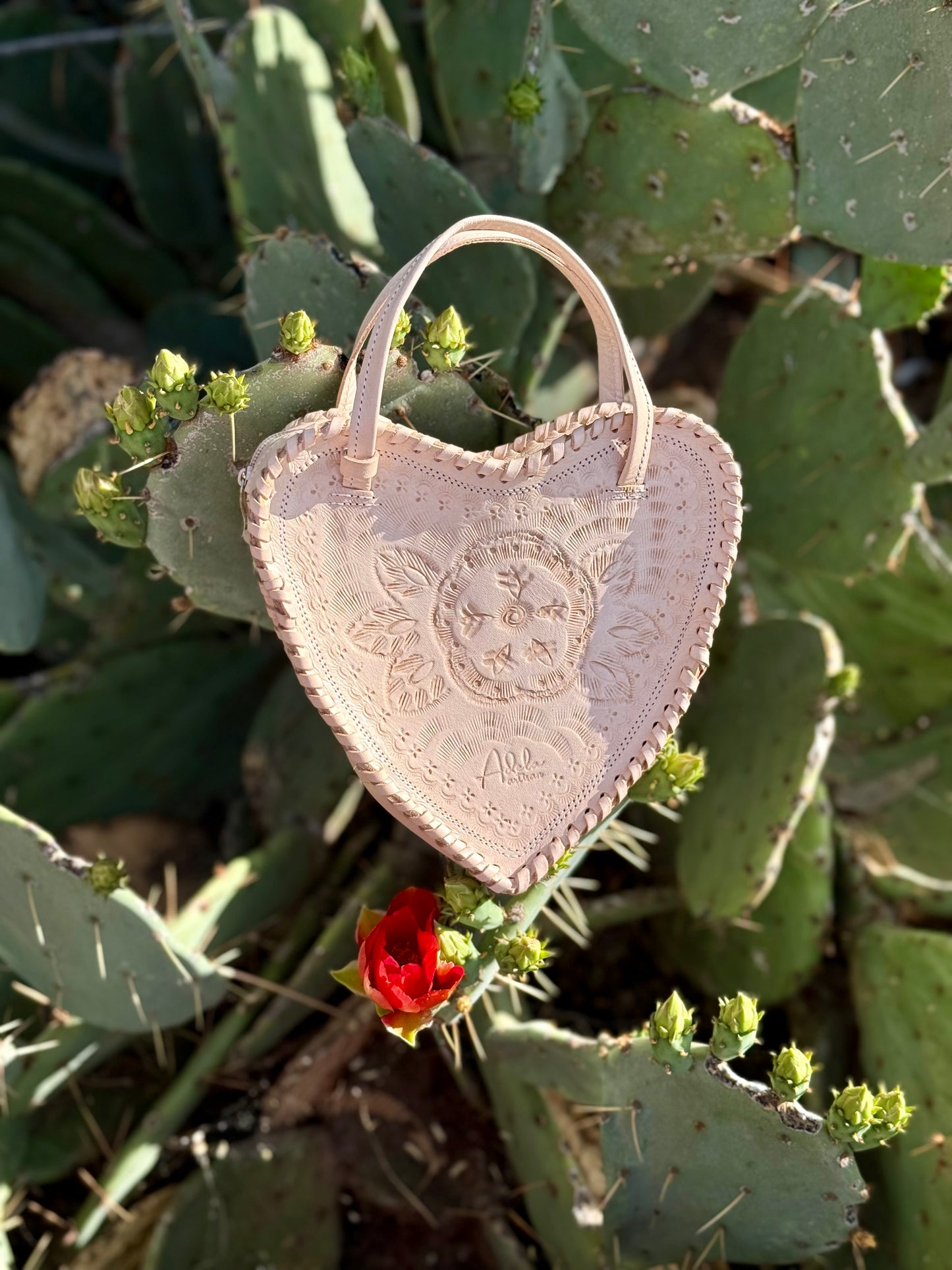 Natural Heart Leather Purse