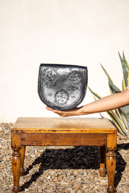 Negra Media Luna Leather Crossbody