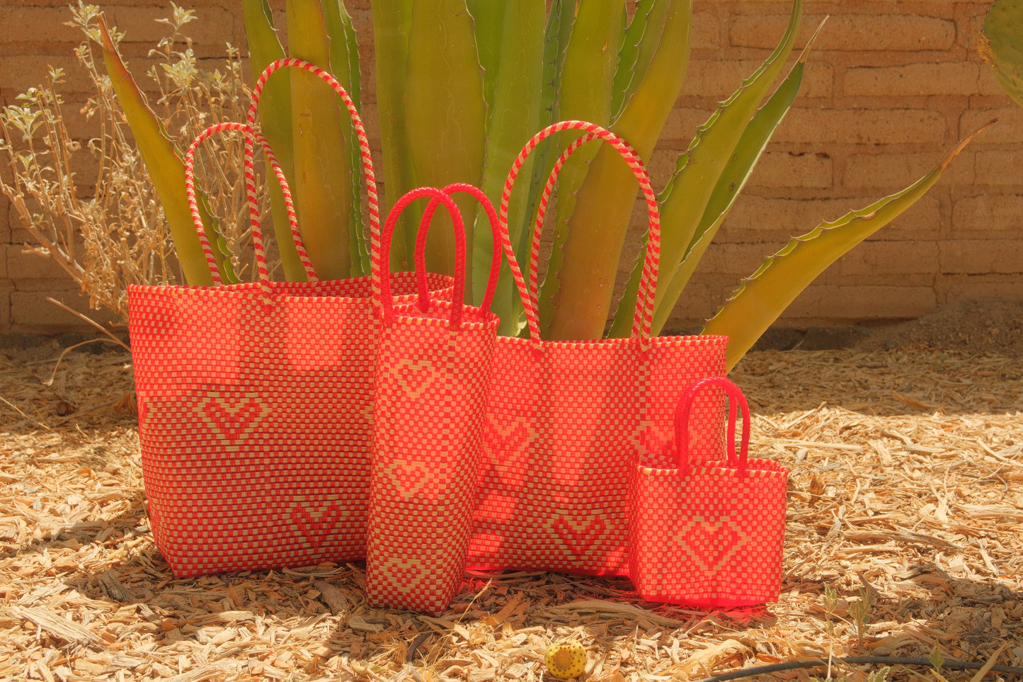 Hand-woven Heart Tote- Red