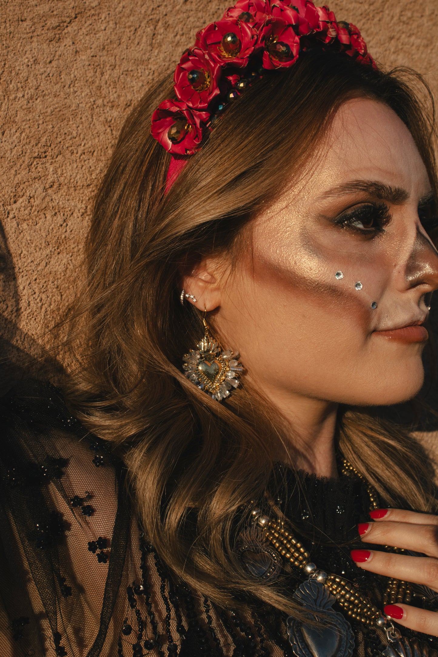 Heart Crystal Earrings - Silver And Gold