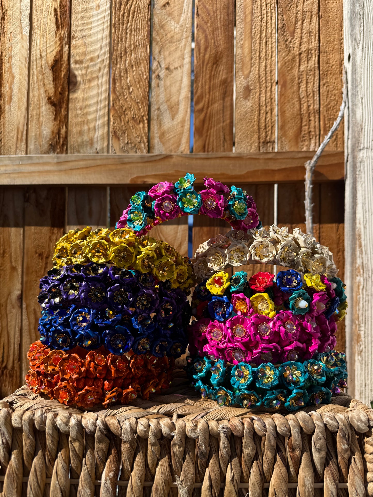 Pink and Teal Flower Headband