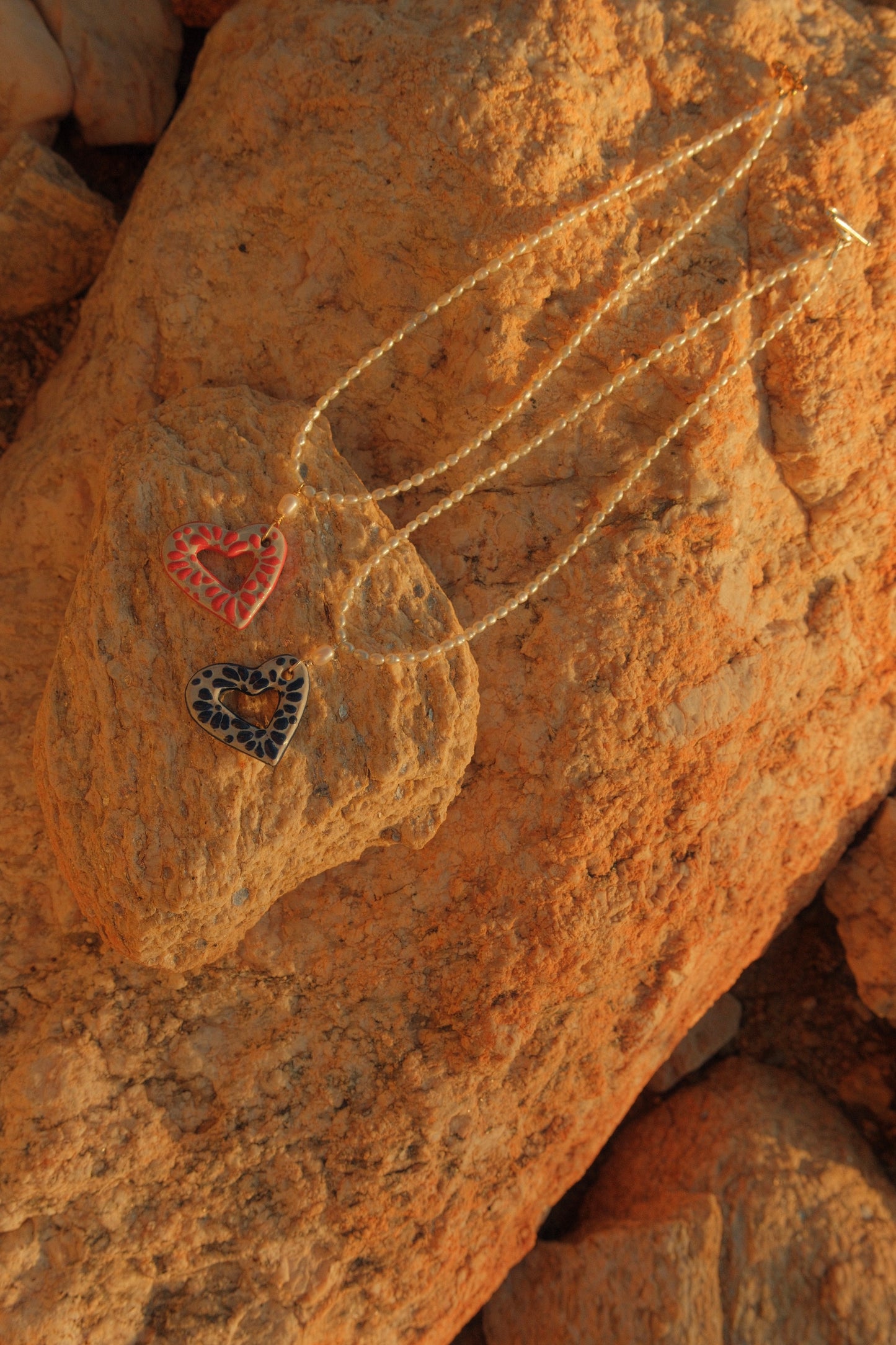 Talavera Heart with Pearl Necklace