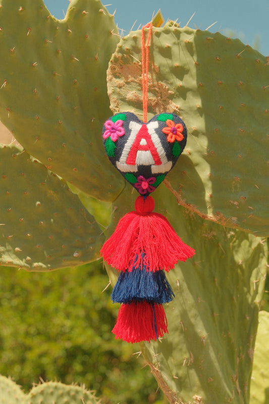 "A" Heart Pom Pom