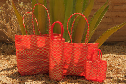 Hand-woven Heart Tote- Red