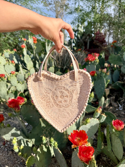 Natural Heart Leather Purse