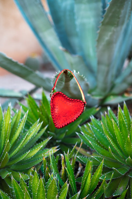 Red Heart Mini Moneybag Leather Crossbody