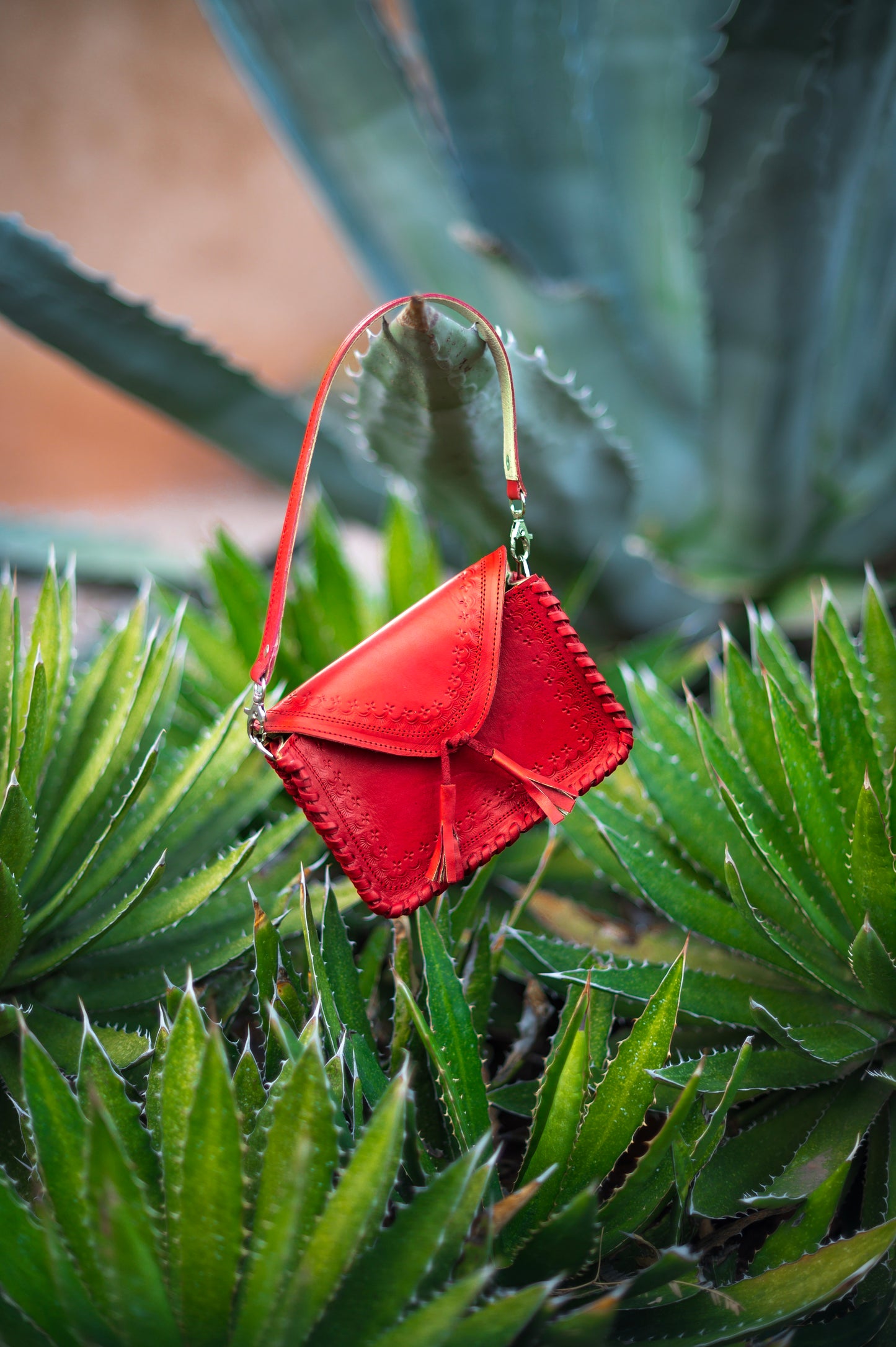 Red Tassels Envelope Leather Crossbody