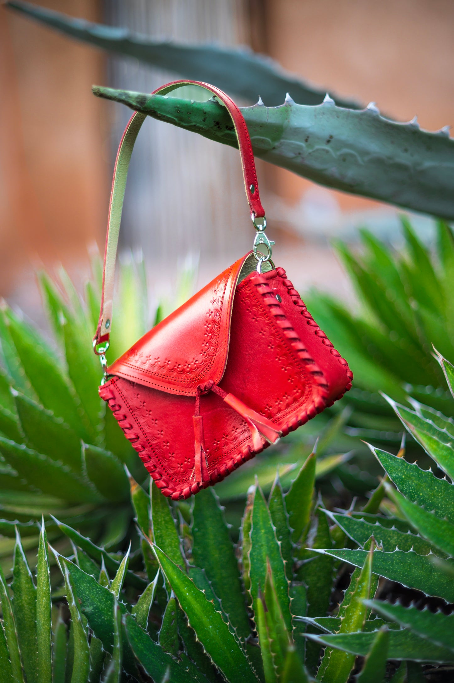 Red Tassels Envelope Leather Crossbody