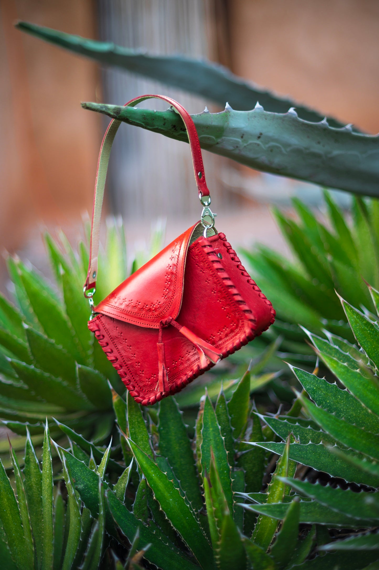 Red Tassels Envelope Leather Crossbody