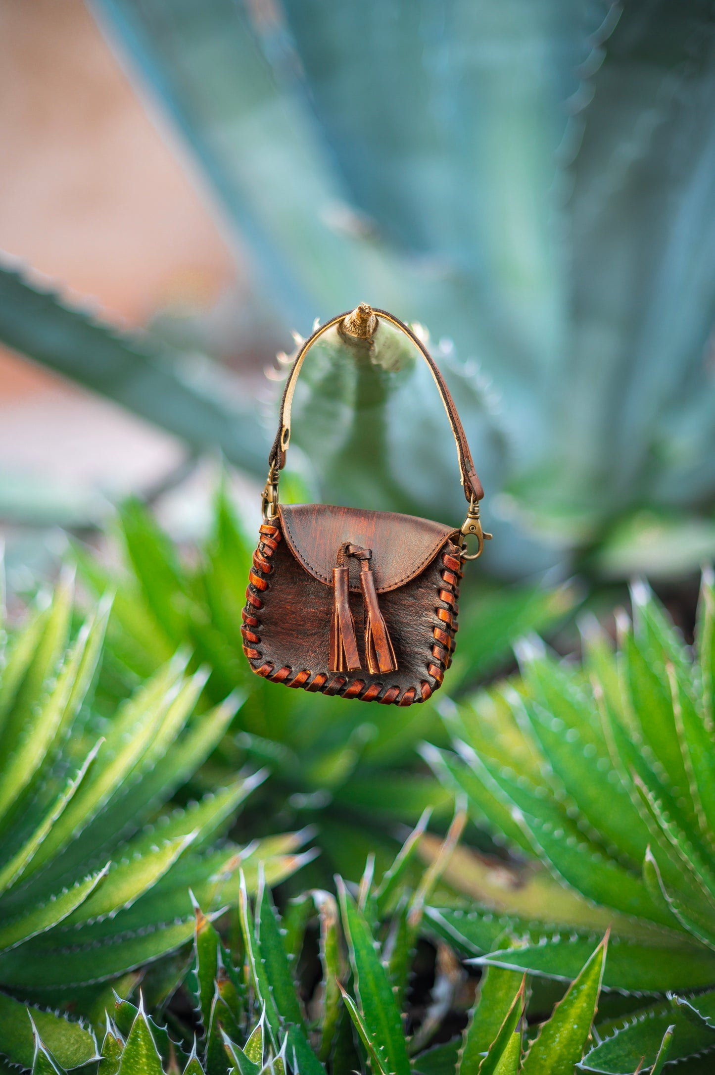 Brown Tassels Mini Envelope Leather Crossbody