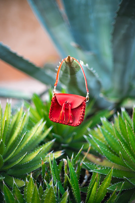 Red Tassels Mini Envelope Leather Crossbody