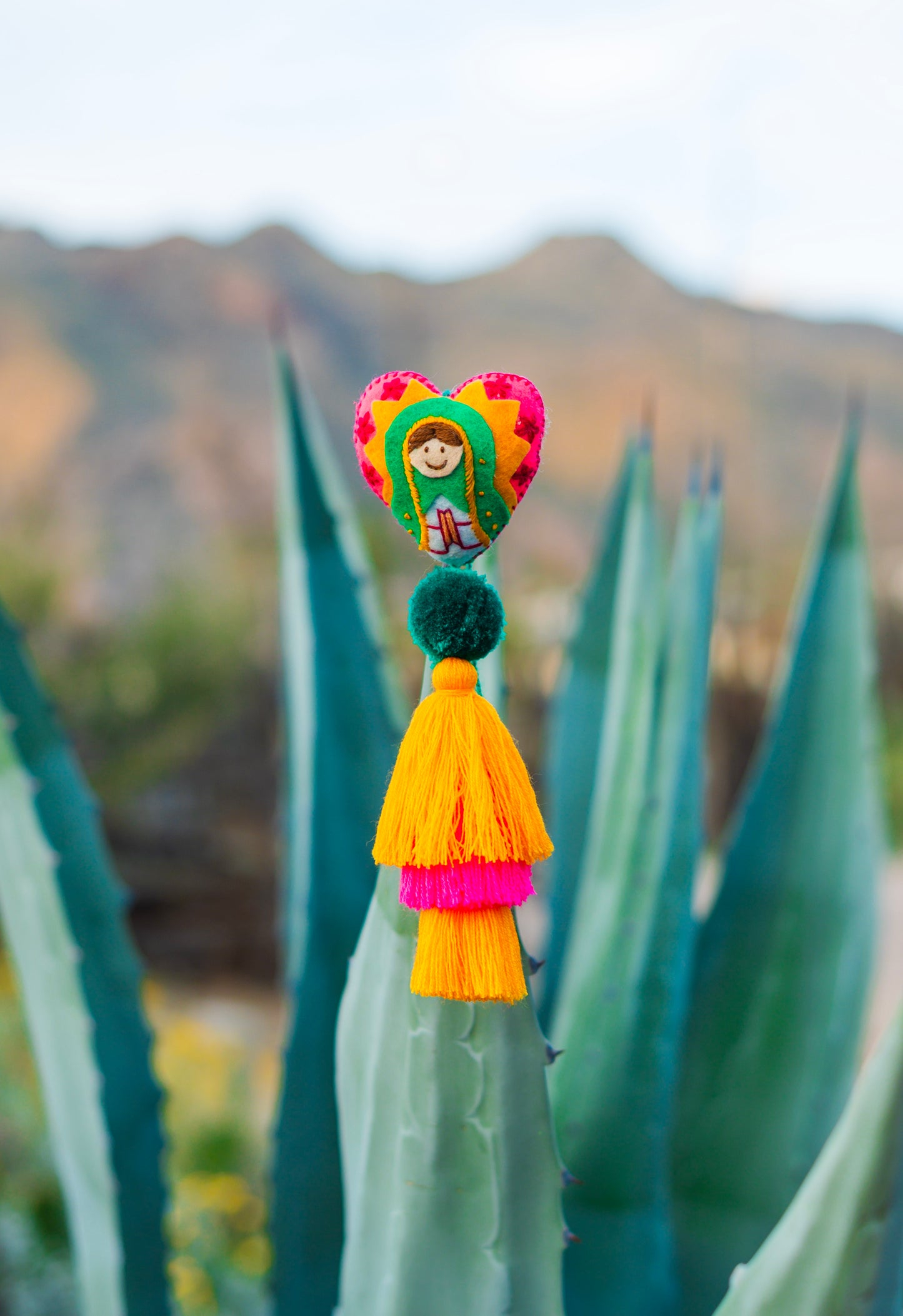 Virgencita Heart Pom Pom