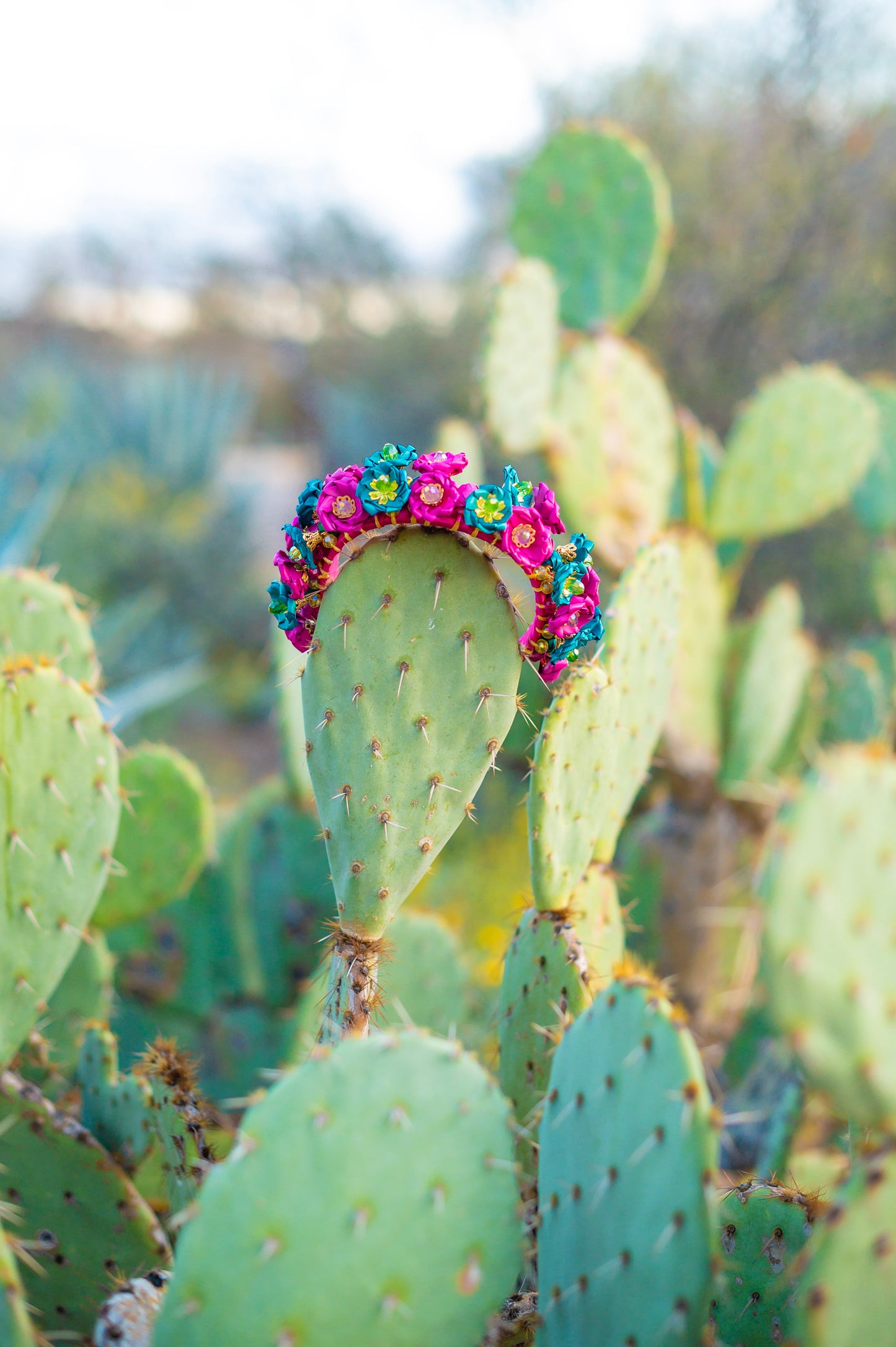 Pink and Teal Flower Headband