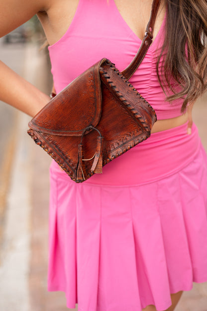 Adela Tassels Leather Belt Bag