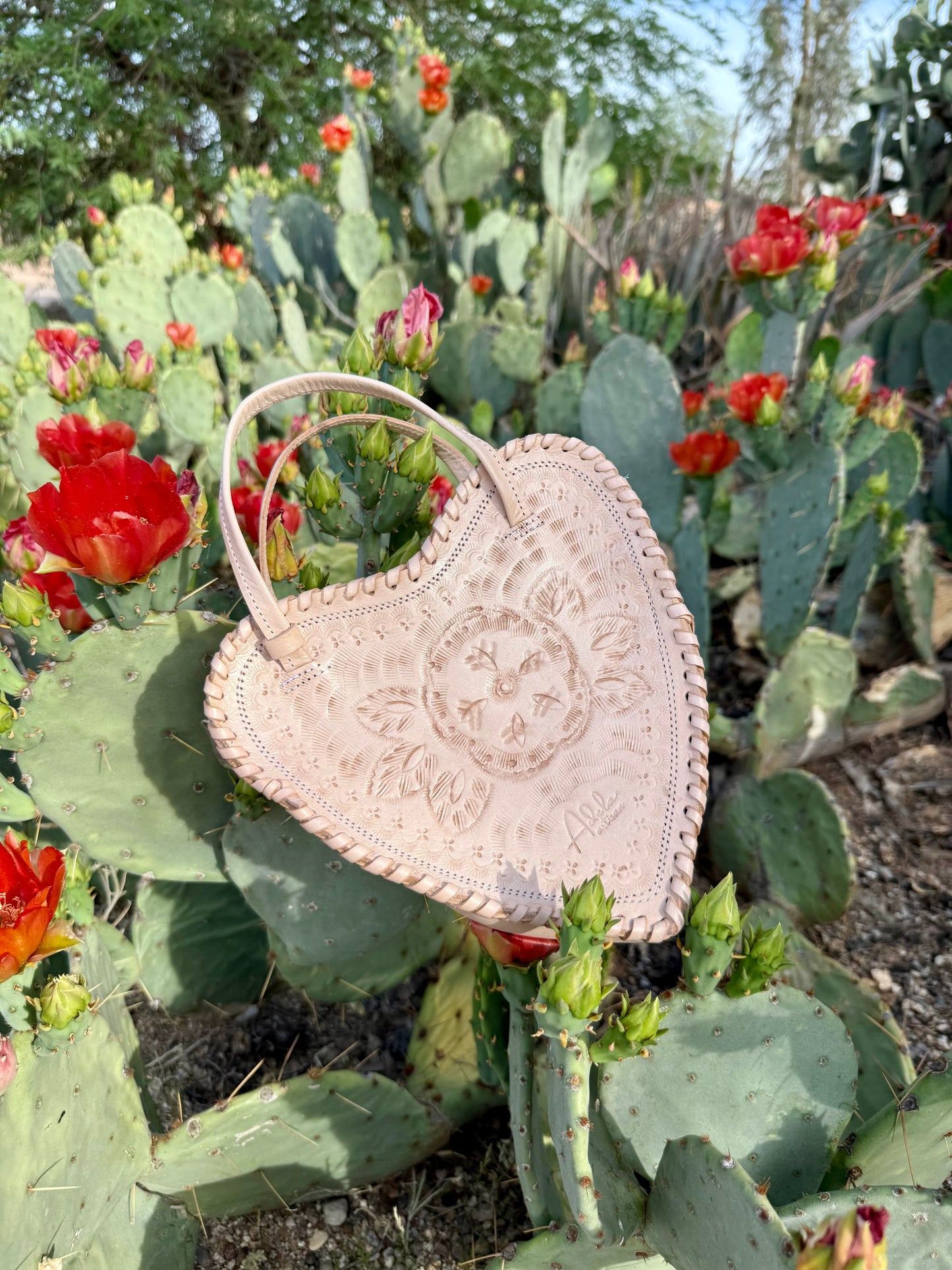 Natural Heart Leather Purse