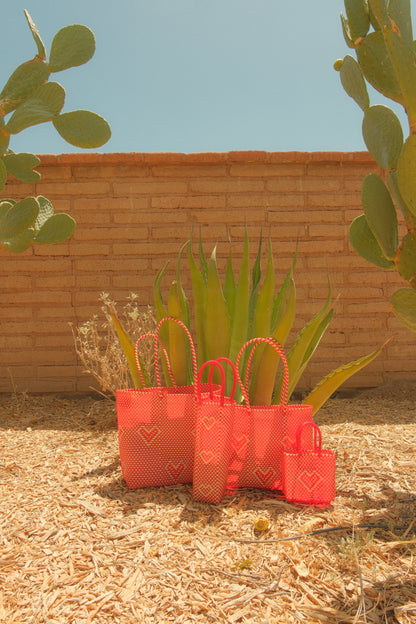Hand-woven Heart Tote- Red