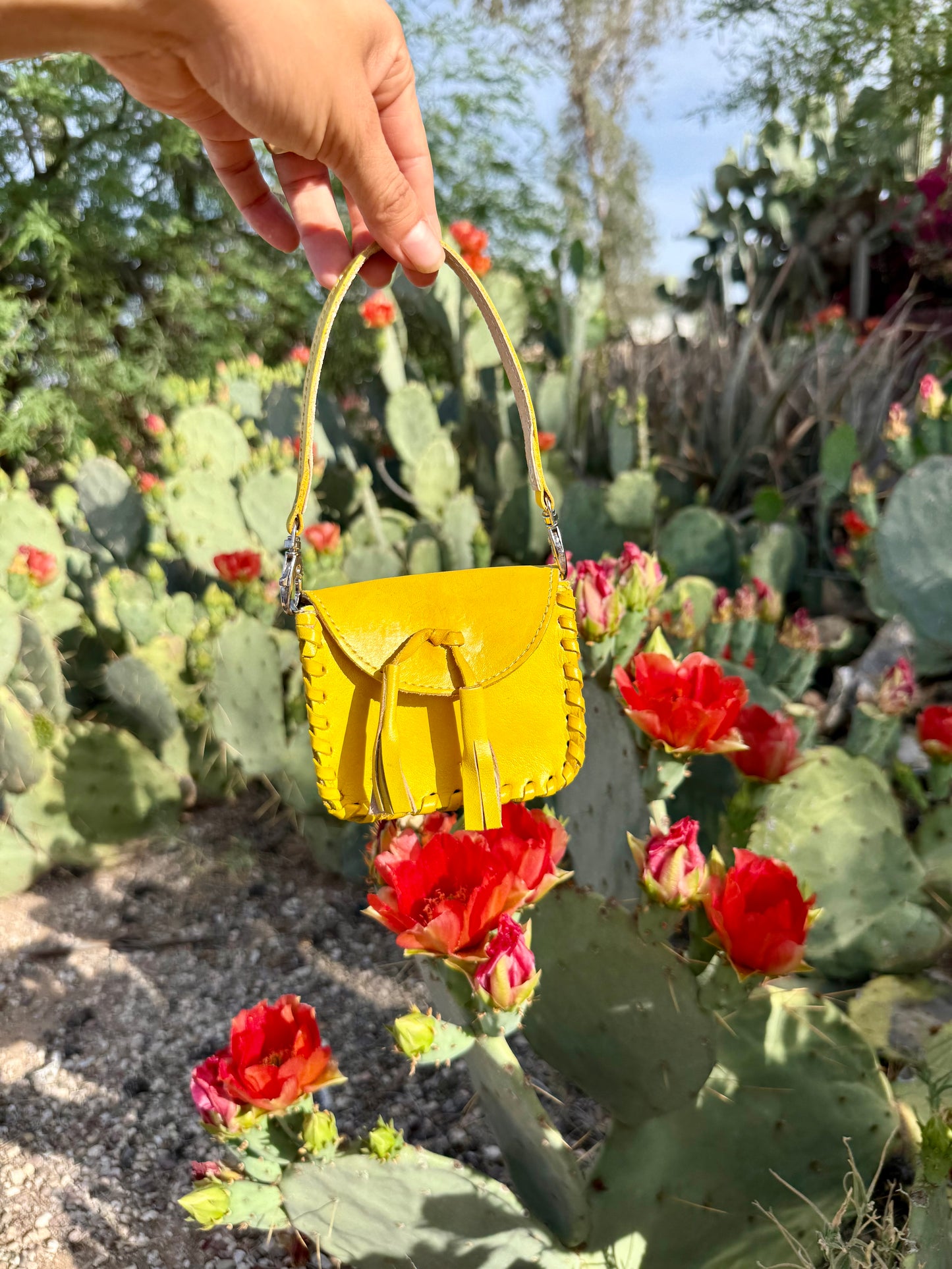 Yellow Tassels Mini Envelope Leather Crossbody