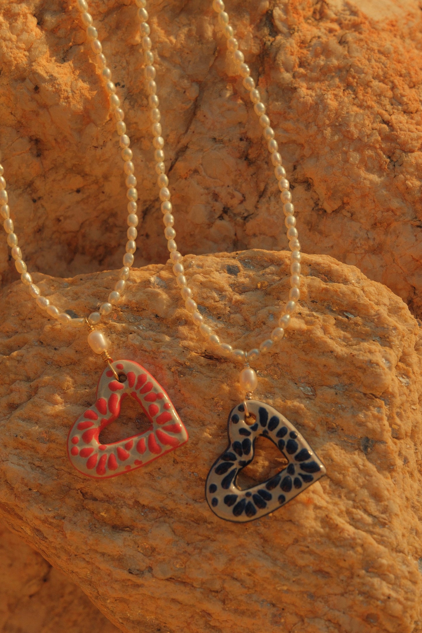 Talavera Heart with Pearl Necklace